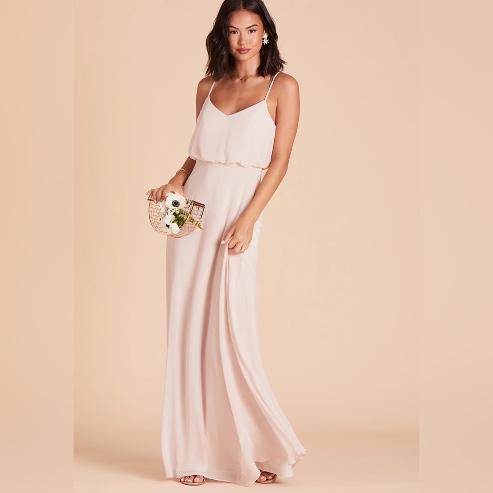 NWT BIRDY GREY Dress GWENNIE DRESS CHIFFON PALE BLUSH Medium Bridesmaid Formal